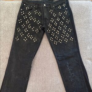 Domrebel Men’s metal studded Black Denim jeans